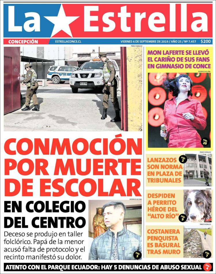 Portada de La Estrella de Concepción (Chile)