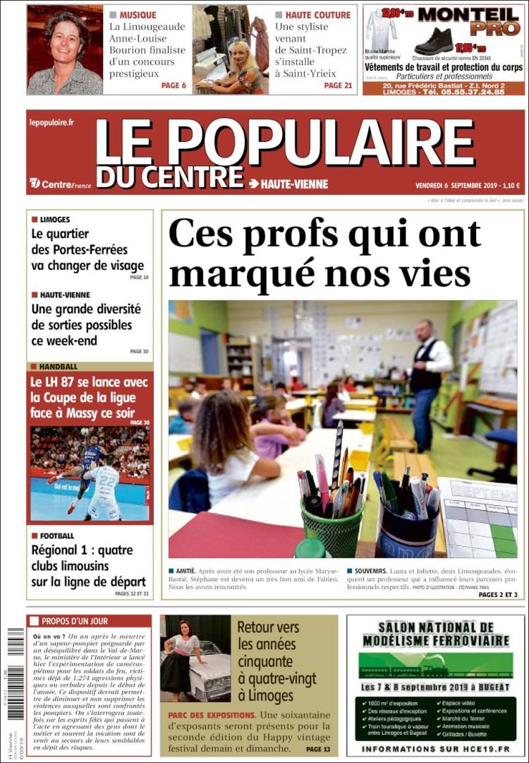 Portada de Le Populaire du Centre (Francia)