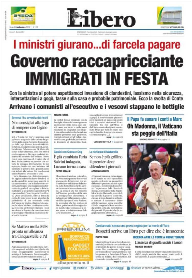 Portada de Libero (Italia)