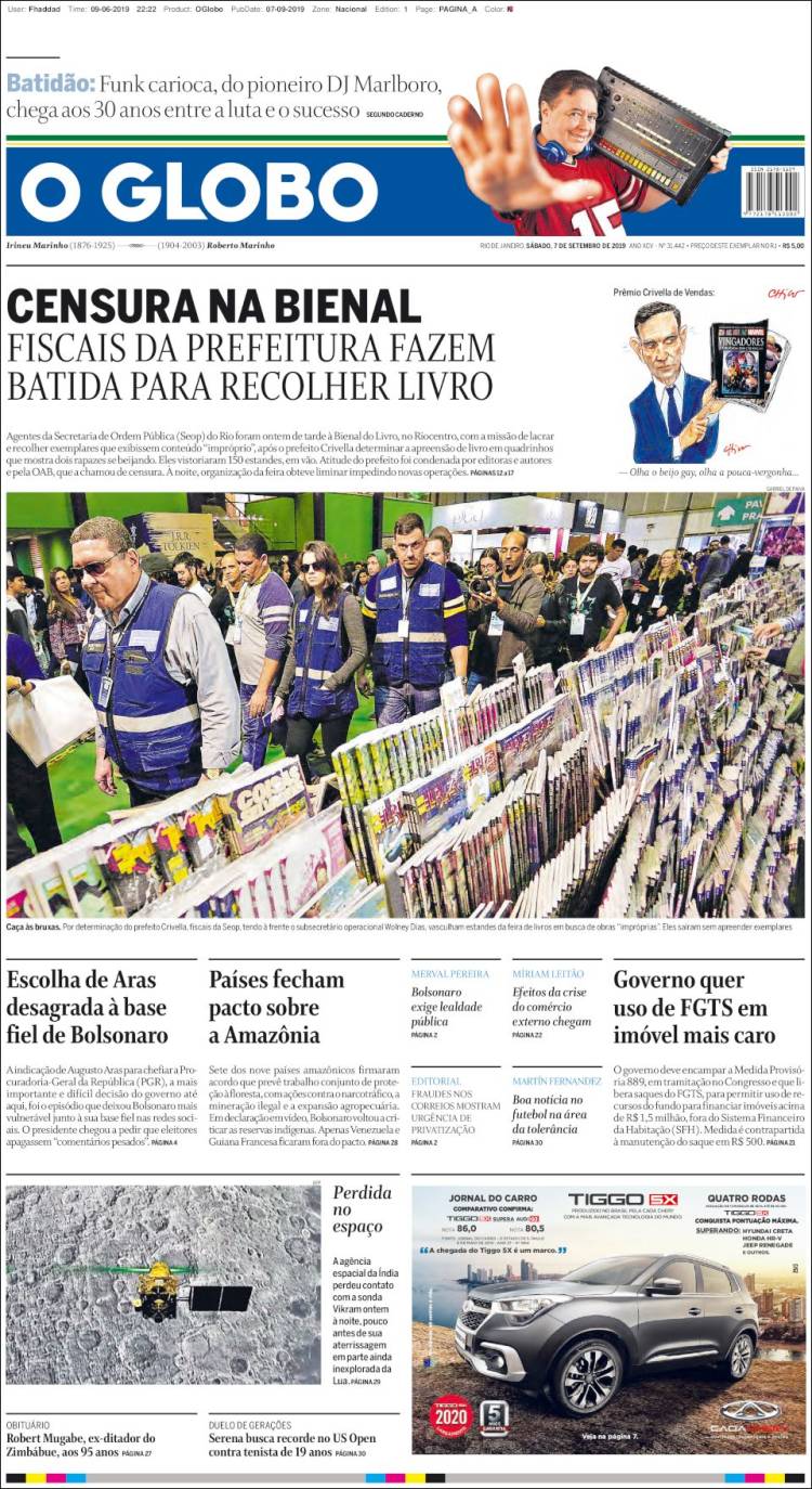 Portada de O Globo (Brasil)