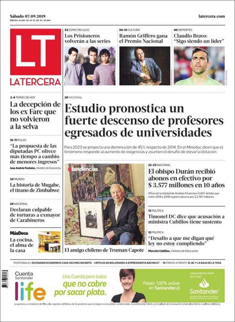 Portada de La Tercera (Chile)