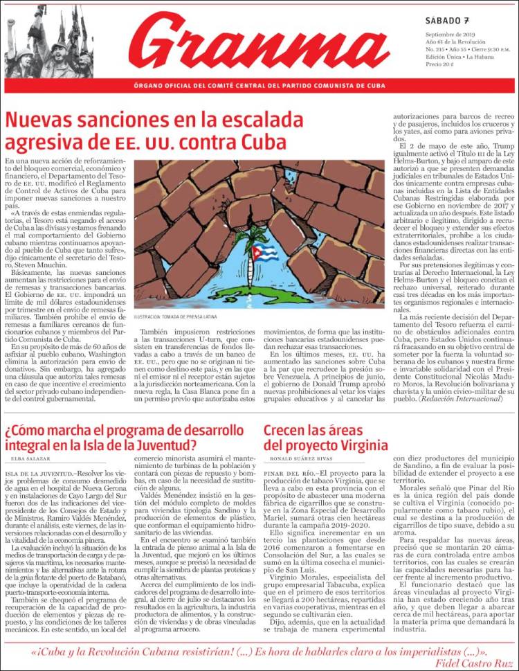 Portada de Granma (Cuba)