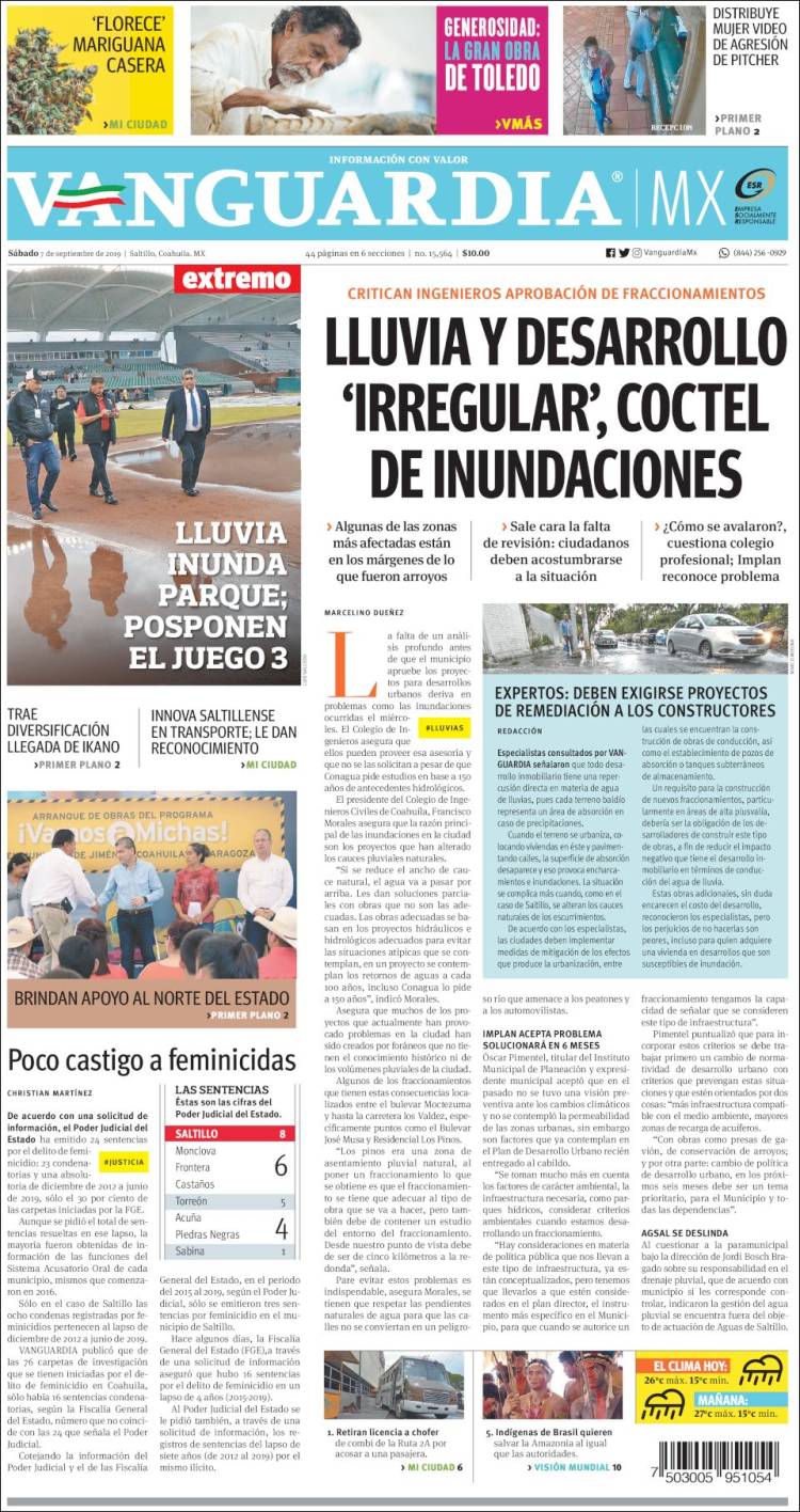 Portada de Vanguardia (México)