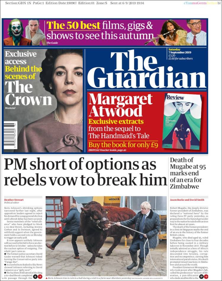 Portada de The Guardian (Reino Unido)
