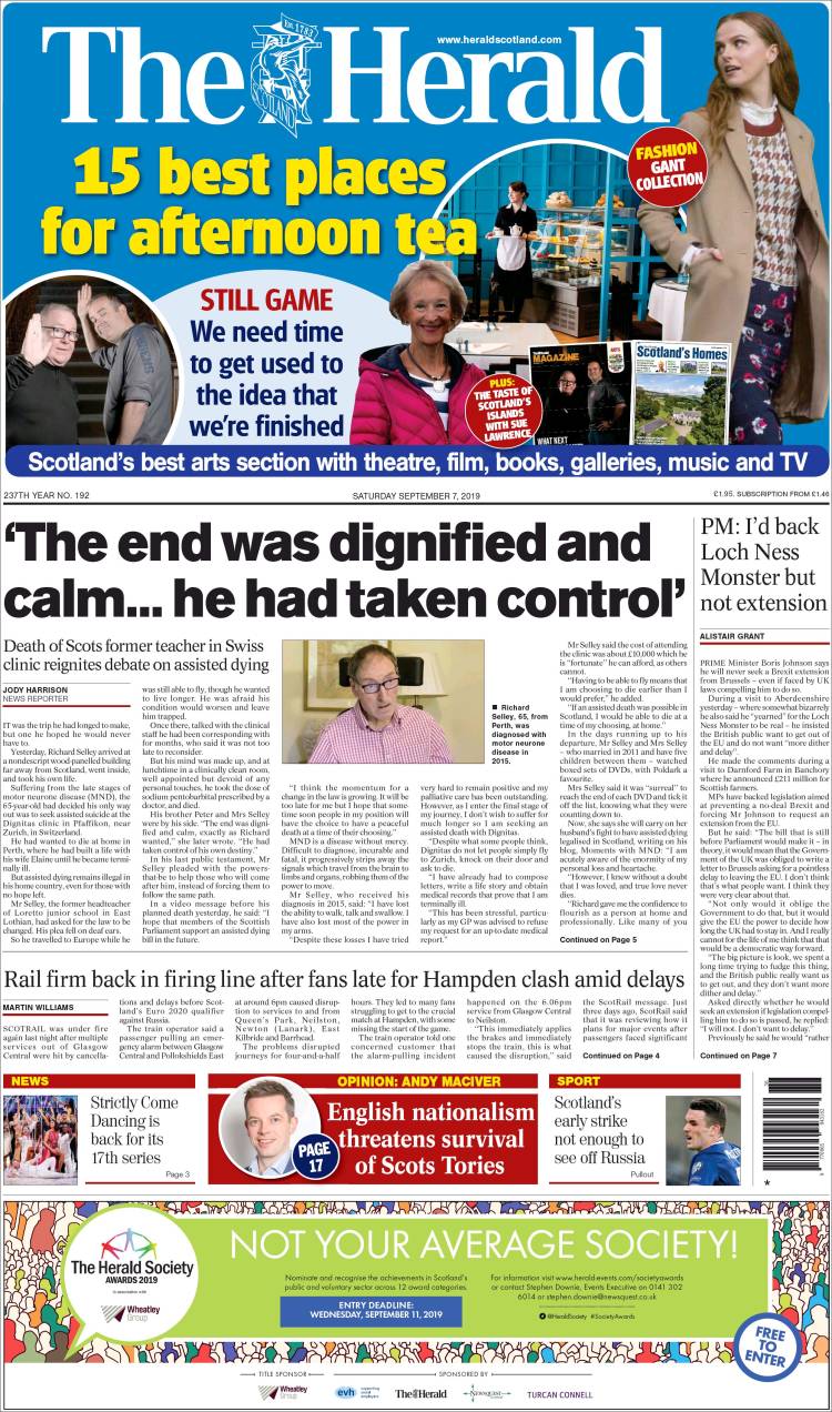 Portada de The Herald (Reino Unido)