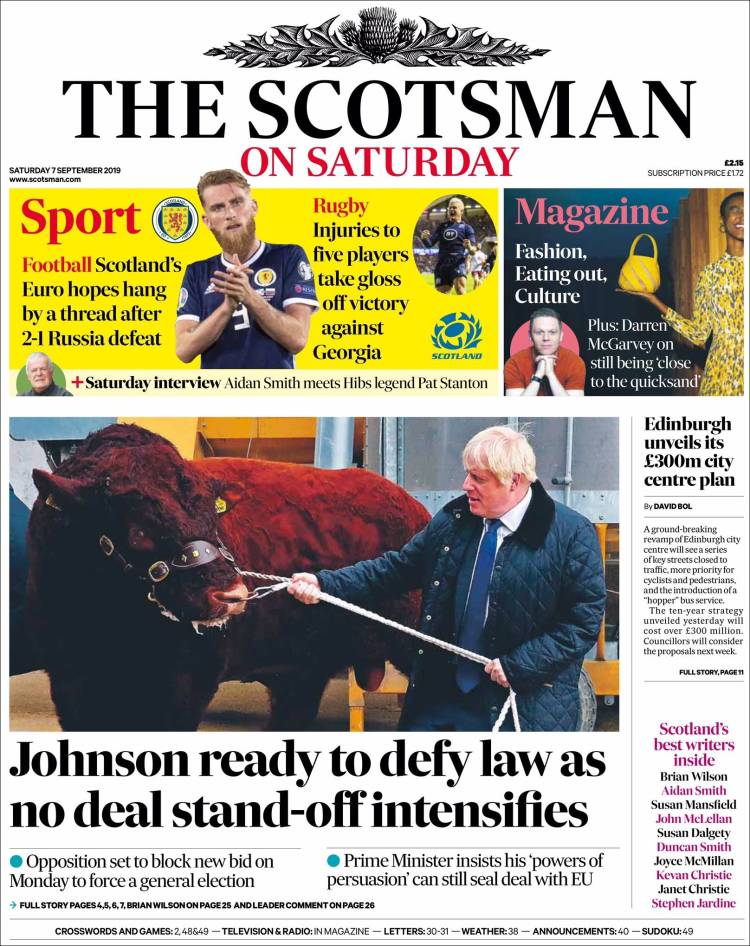 Portada de The Scotsman (Reino Unido)