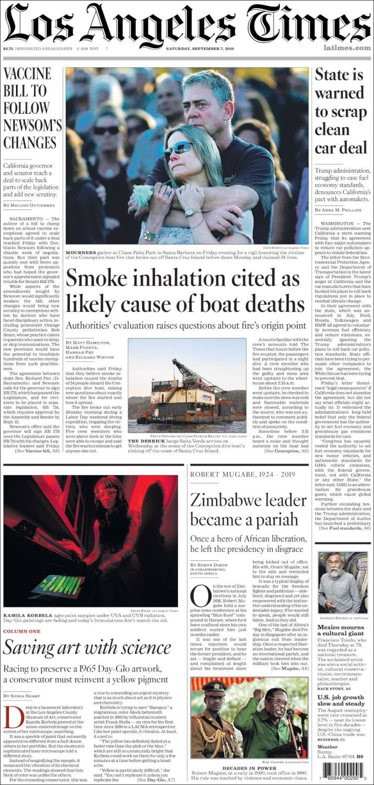 Portada de Los Angeles Times (USA)