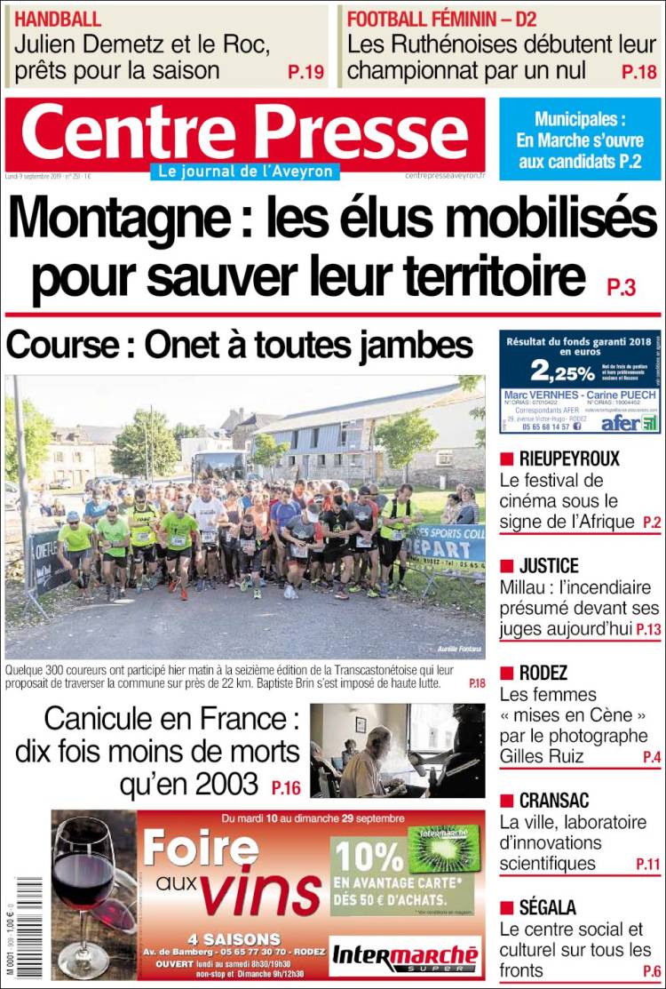 Portada de Centre Presse (Francia)