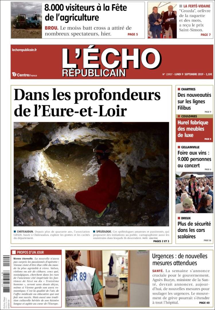 Portada de L'Echo Républicain (Francia)