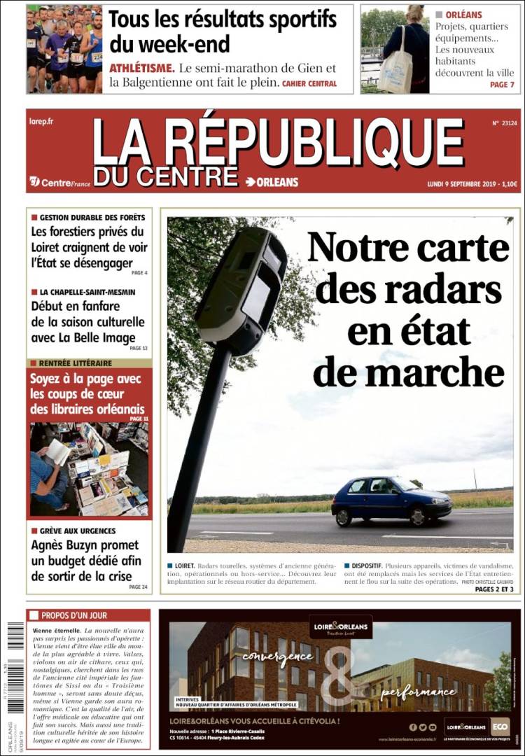 Portada de La République du Centre (Francia)