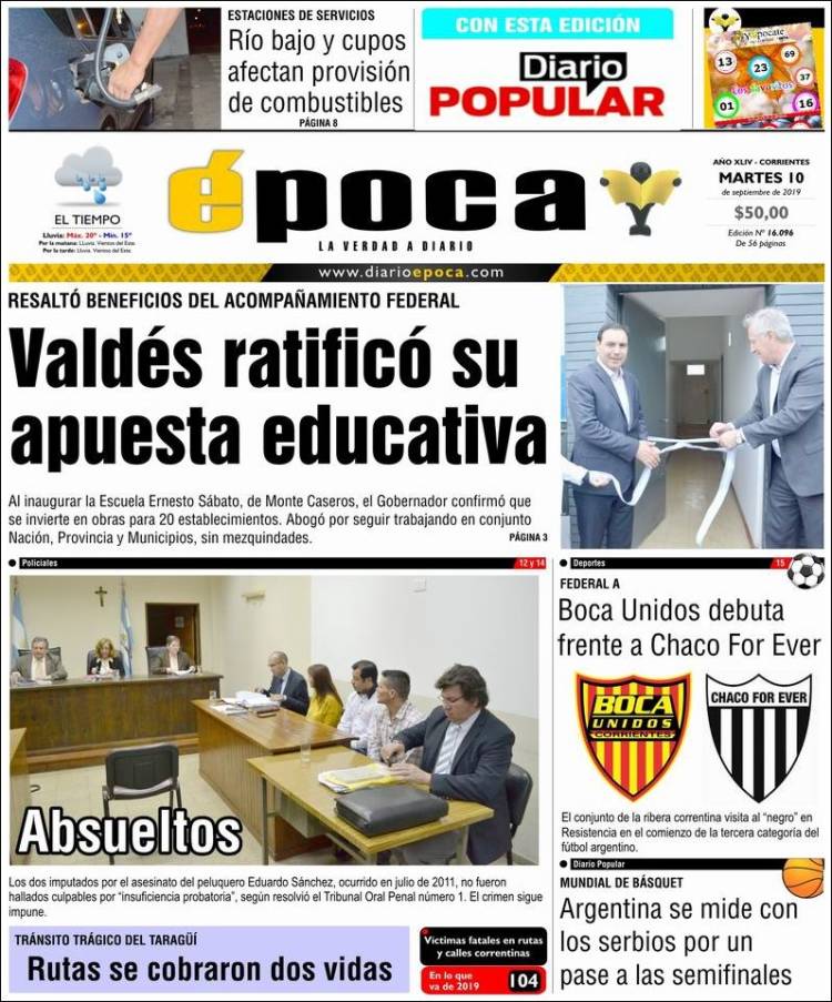Portada de Diario Época (Argentina)