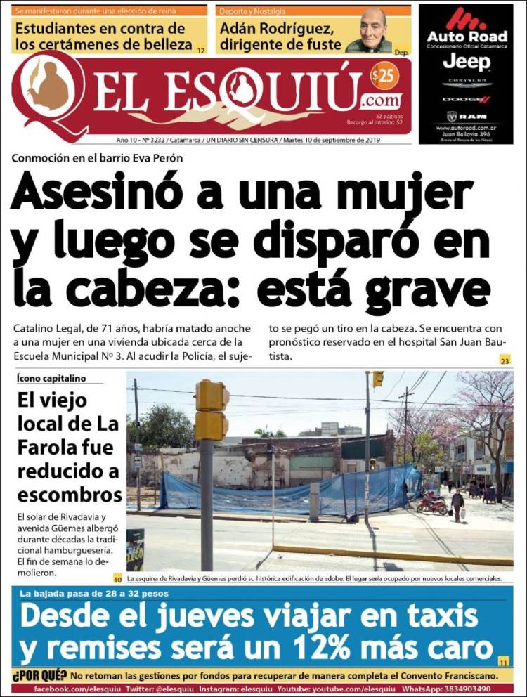 Portada de El Esquiu (Argentina)