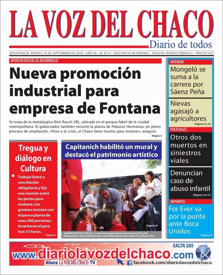 Portada de La Voz del Chaco (Argentina)