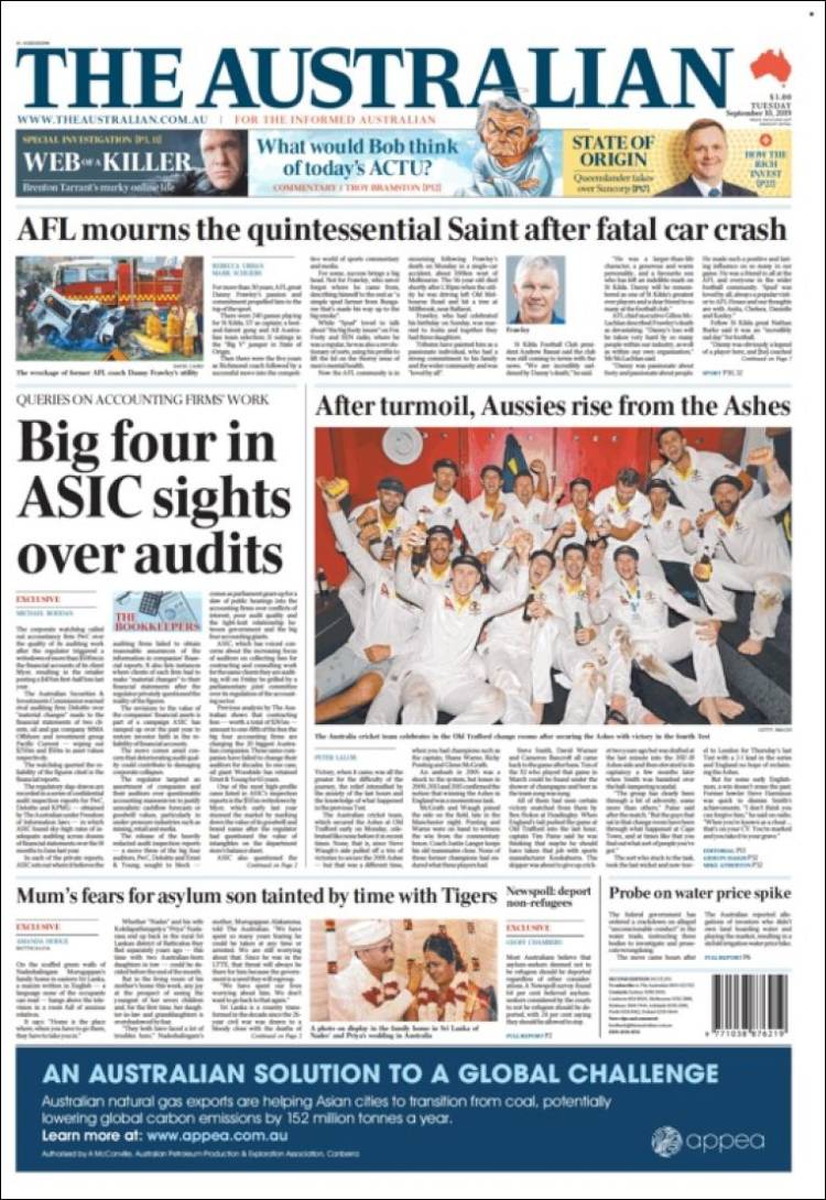 Portada de The Australian (Australia)