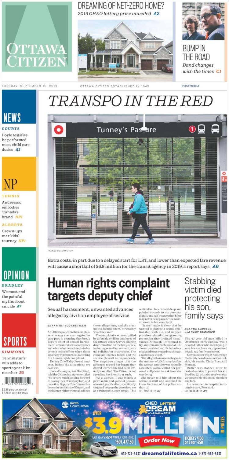 Portada de Ottawa Citizen (Canadá)