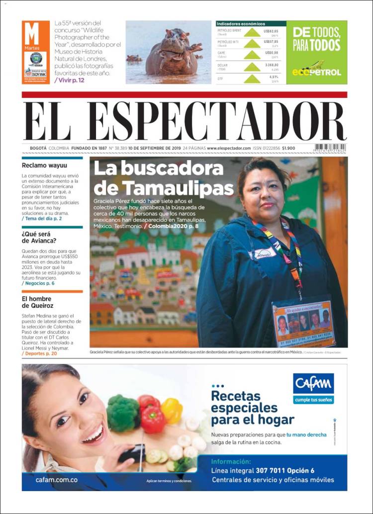 Portada de El Espectador (Colombia)