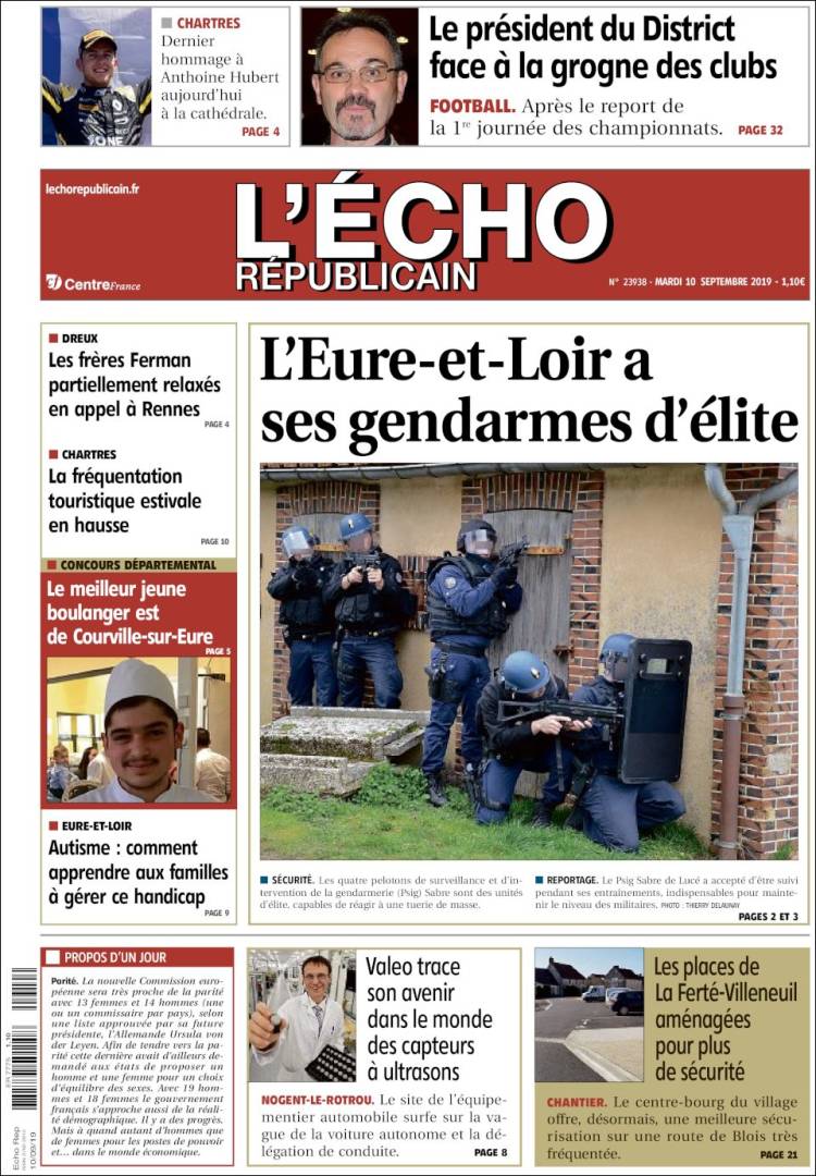 Portada de L'Echo Républicain (Francia)
