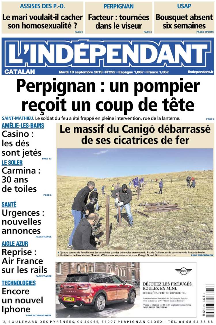Portada de Le Indépendant (Francia)