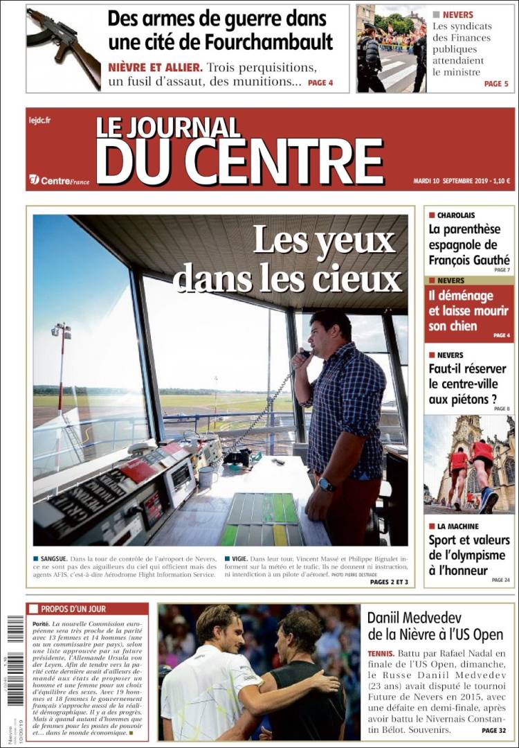 Portada de Le Journal du Centre (Francia)