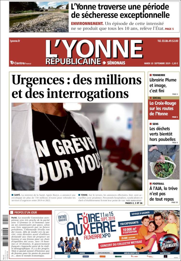Portada de L'Yonne-Républicaine (Francia)