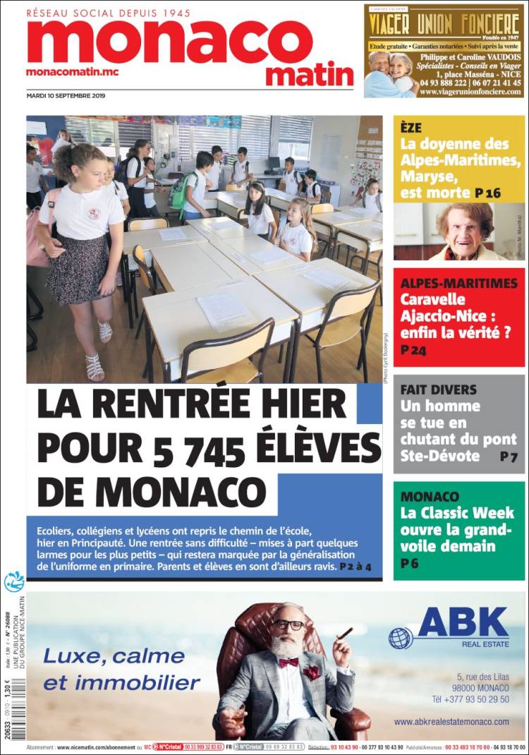 Portada de Nice-Matin (Francia)