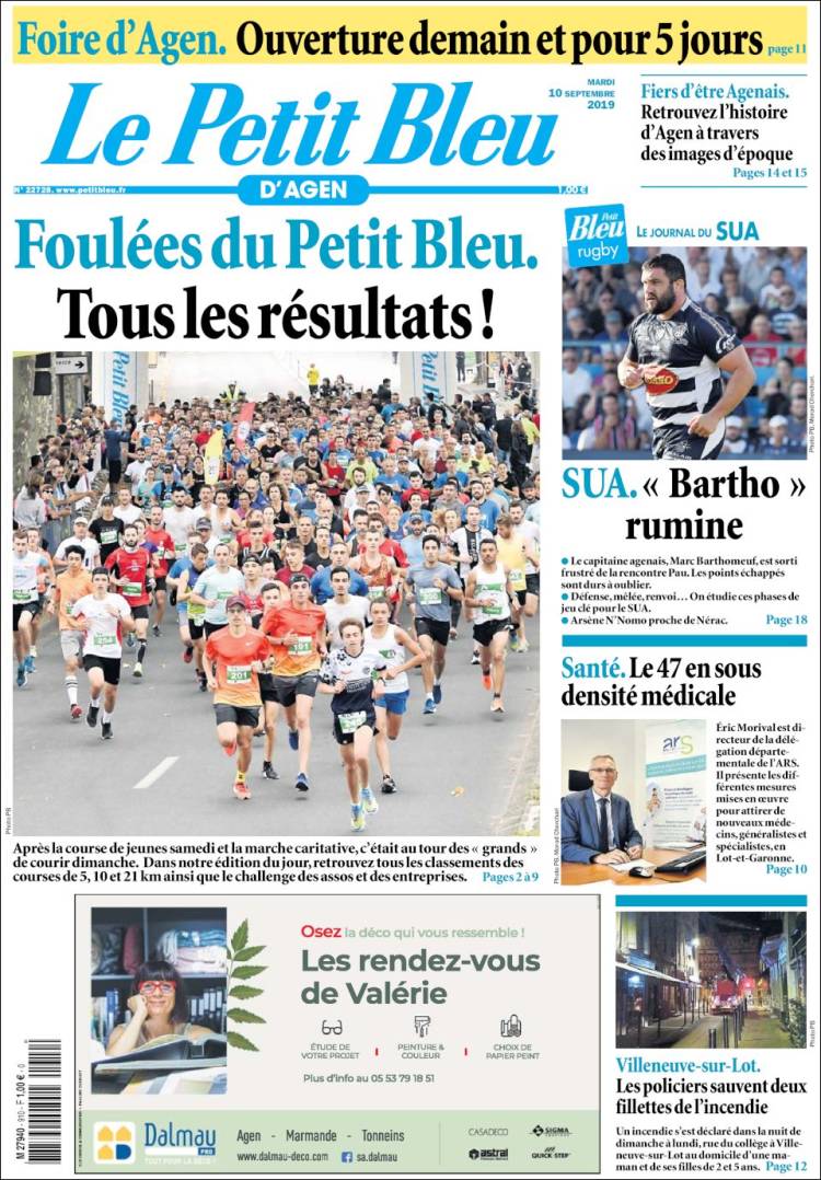 Portada de Le Petit Bleu (Francia)