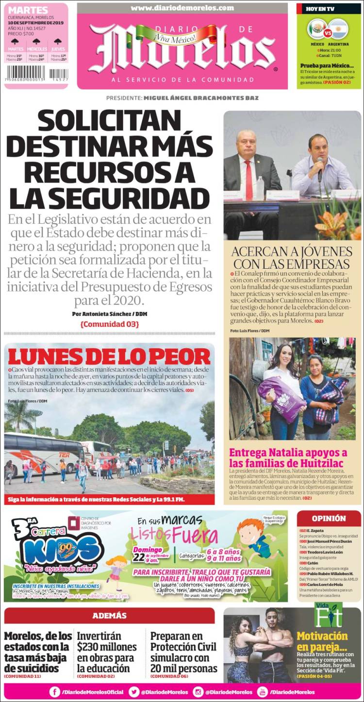 Portada de Diario de Morelos (M&eacute;xico)