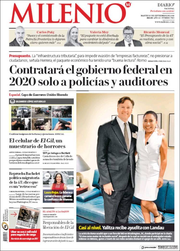 Portada de Milenio (M&eacute;xico)