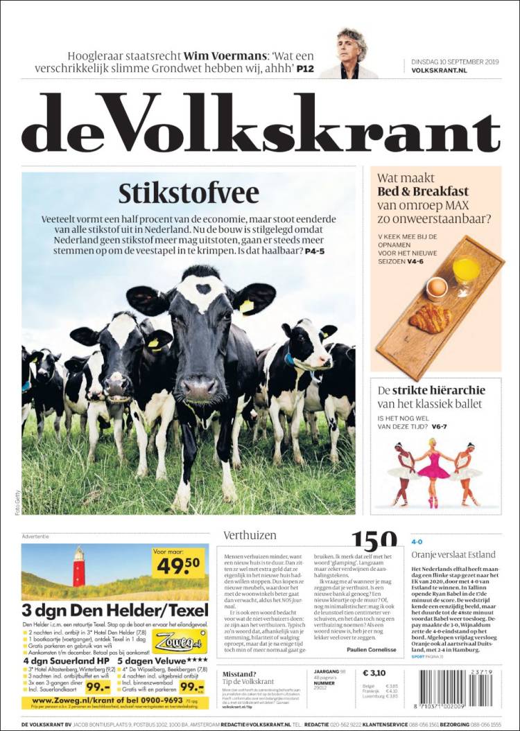 Portada de De Volkskrant (Pa&iacute;ses Bajos)