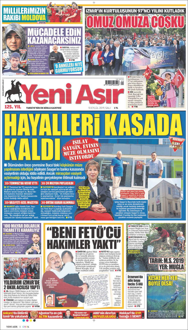 Portada de Yeni Asır (Turqu&iacute;a)