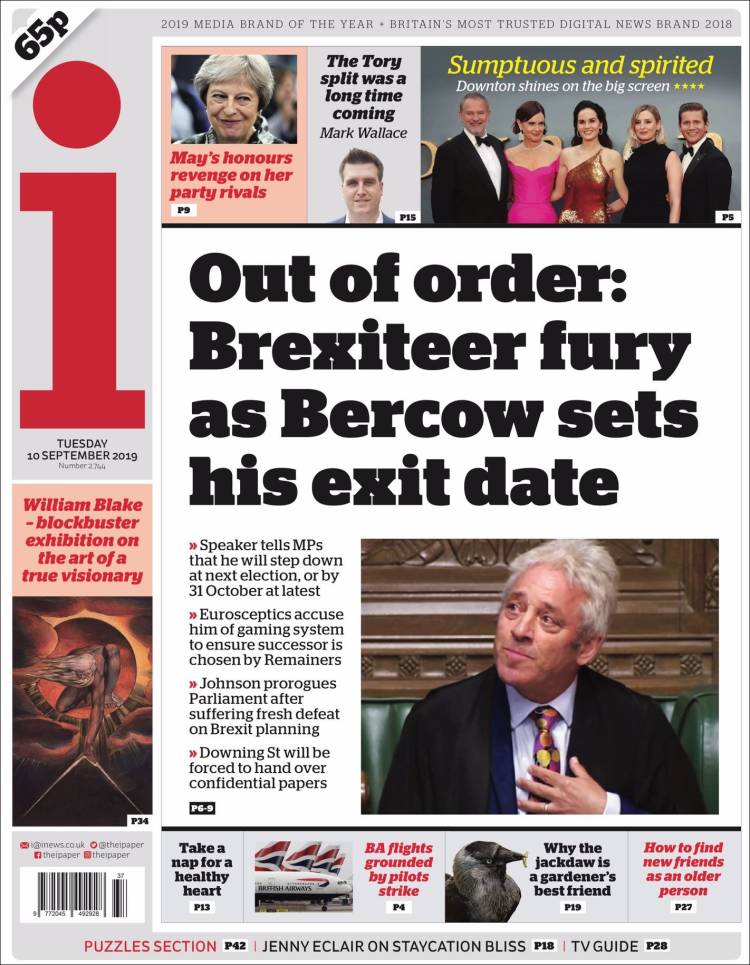 Portada de The i (Reino Unido)