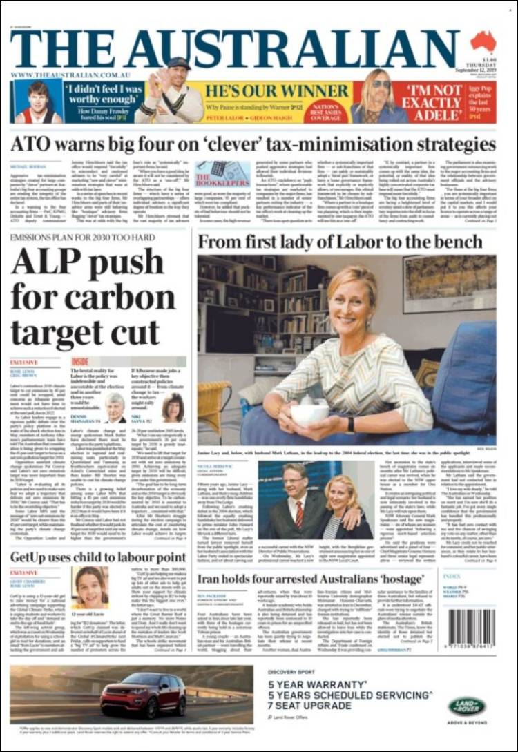 Portada de The Australian (Australia)