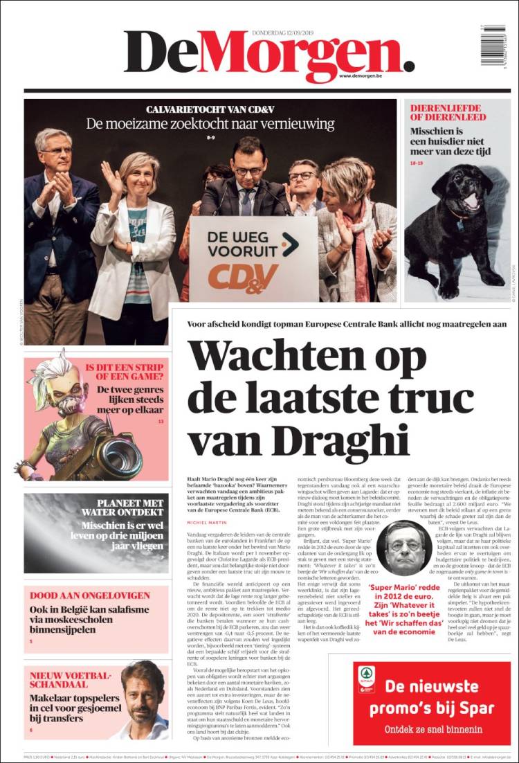 Portada de De Morgen (B&eacute;lgica)