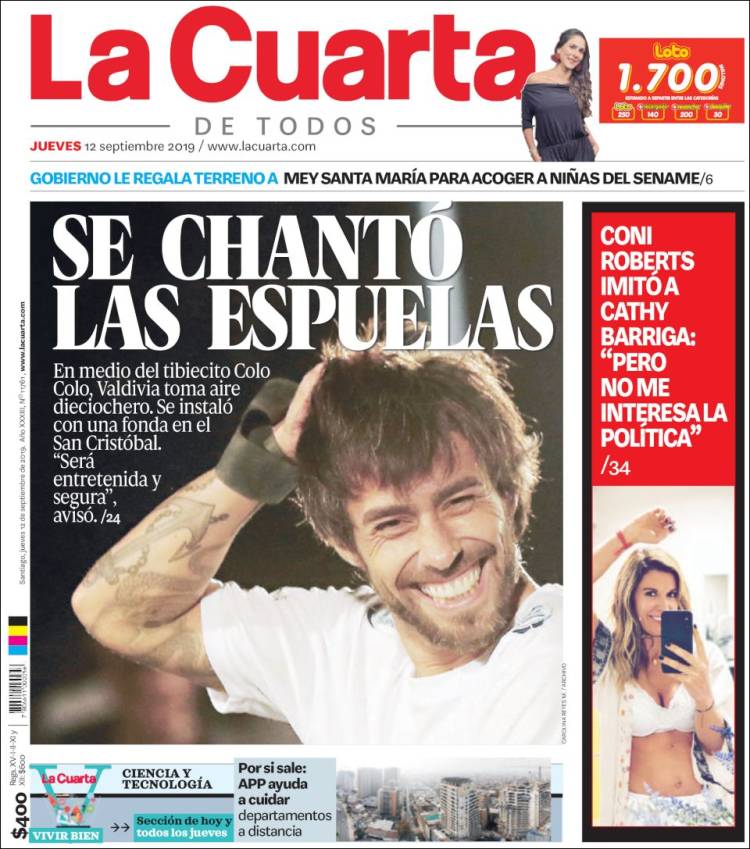 Portada de La Cuarta (Chile)