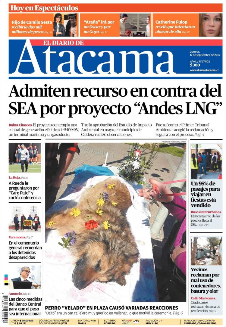 Portada de Diario de Atacama (Chile)