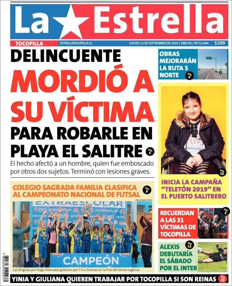 Portada de La Estrella de Tocopilla (Chile)