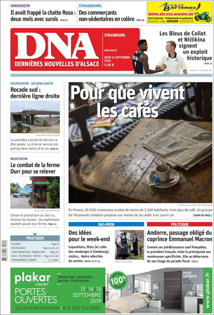 Portada de Les Dernières Nouvelles d'Alsace (Francia)