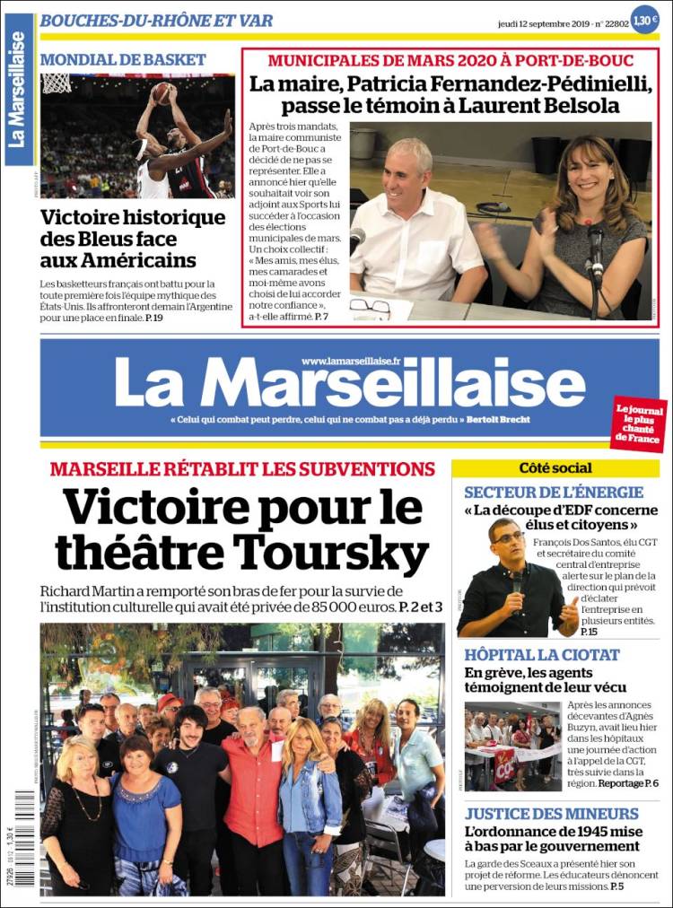 Portada de La Marseillaise (Francia)