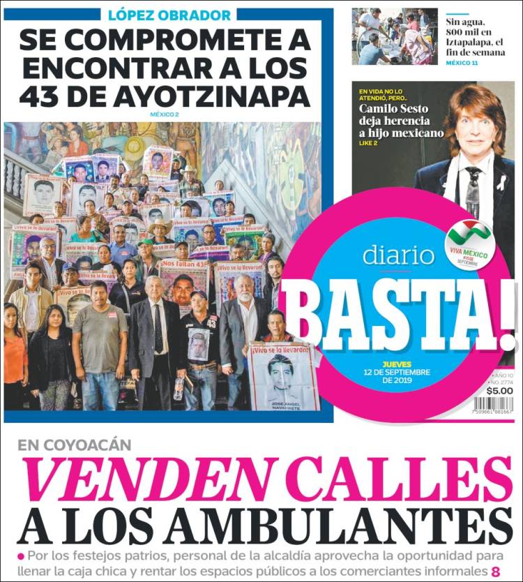 Portada de Diario Basta (México)