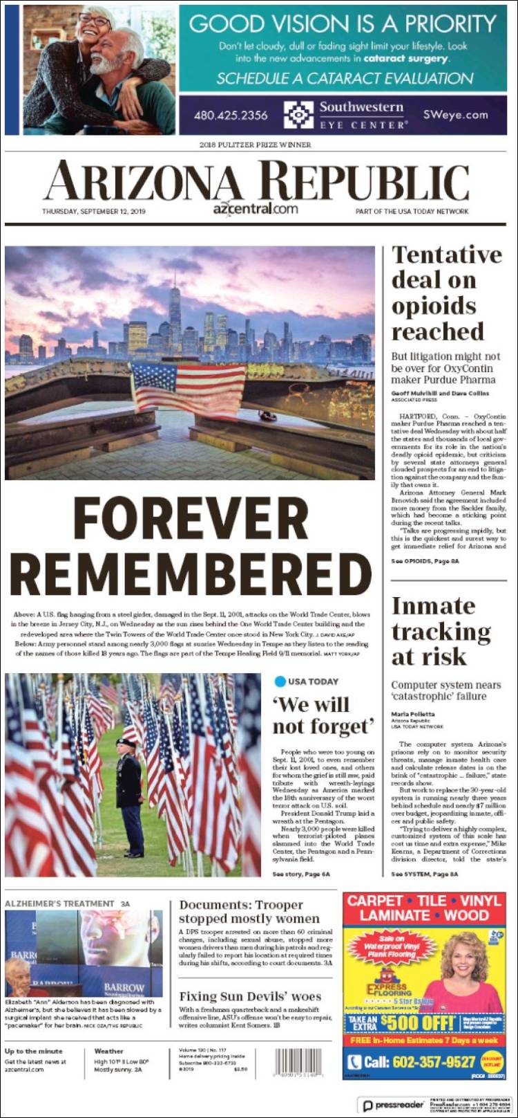 Portada de Arizona Republic News (USA)