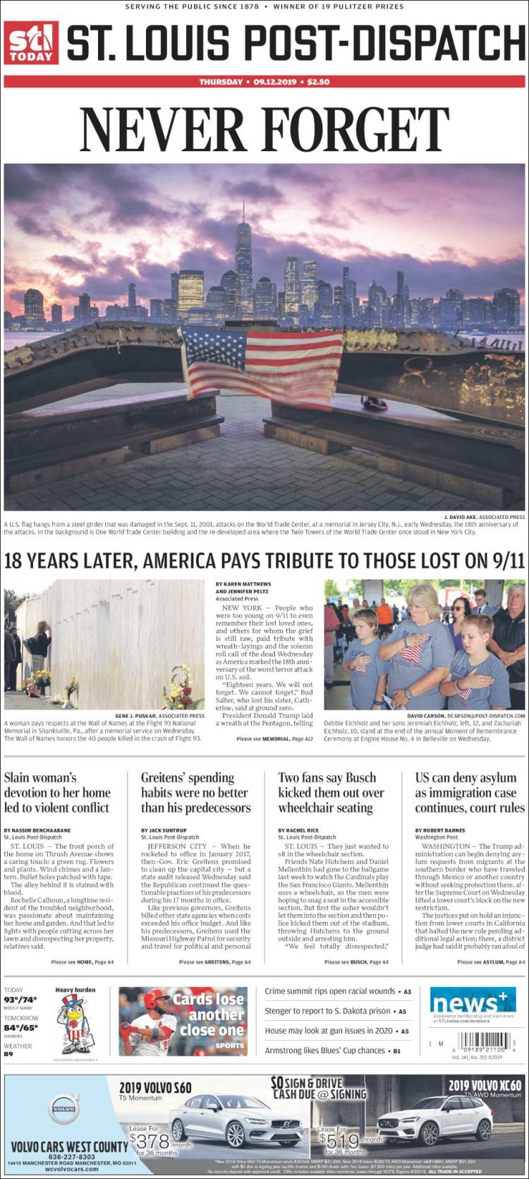 Portada de St. Louis Post-Dispatch (USA)