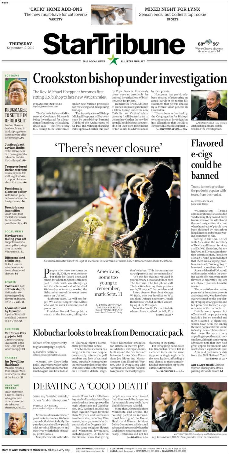 Portada de Star Tribune (USA)