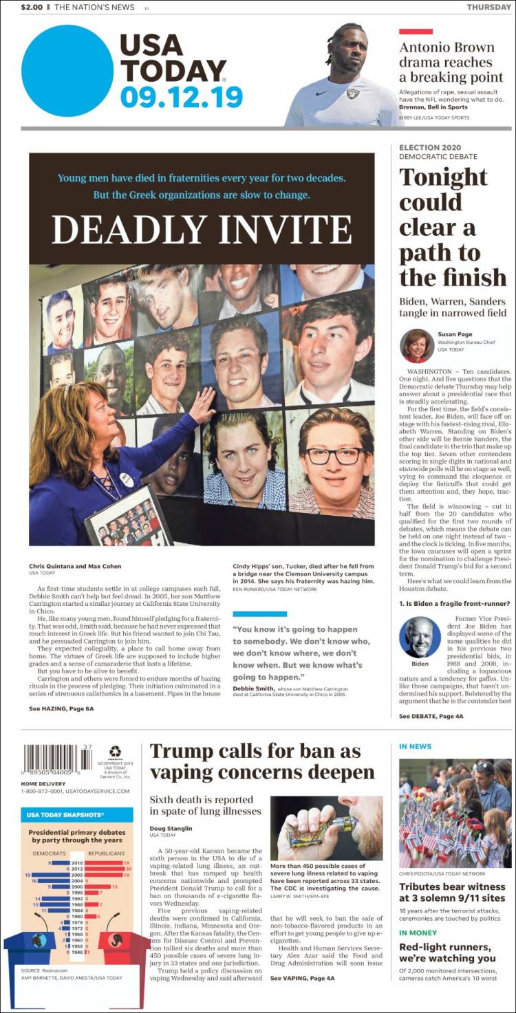 Portada de USA Today (USA)