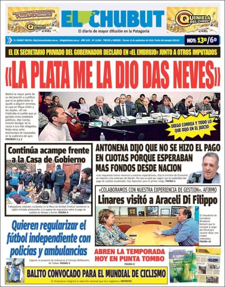 Portada de El Chubut (Argentina)