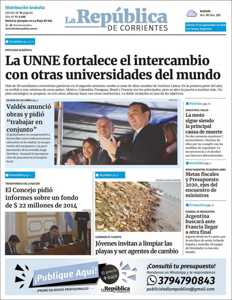 Portada de La República de Corrientes (Argentina)