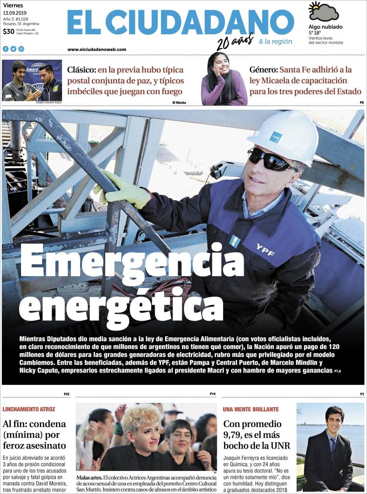 Portada de Diario El Ciudadano (Argentina)