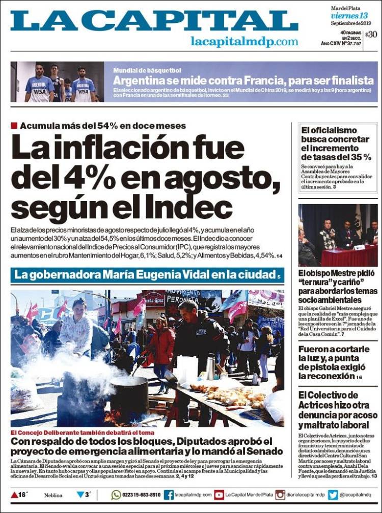 Portada de Diario La Capital - Mar del Plata (Argentina)