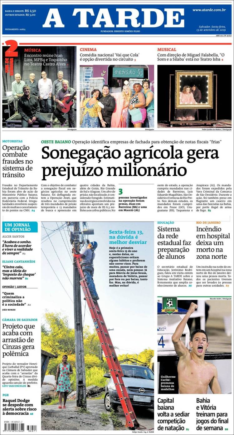 Portada de Diário A Tarde (Brasil)