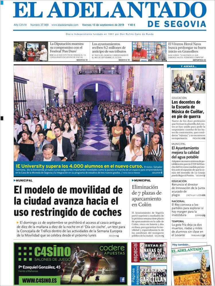 Portada de El Adelantado de Segovia (Espa&ntilde;a)