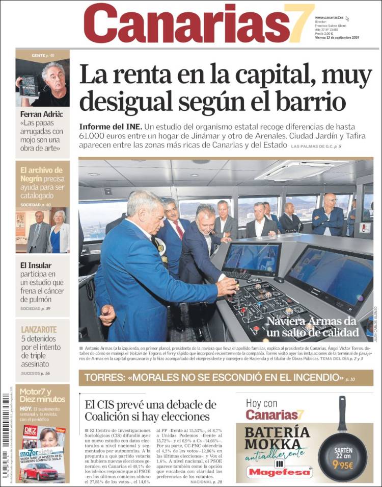 Portada de Canarias 7 (Espa&ntilde;a)